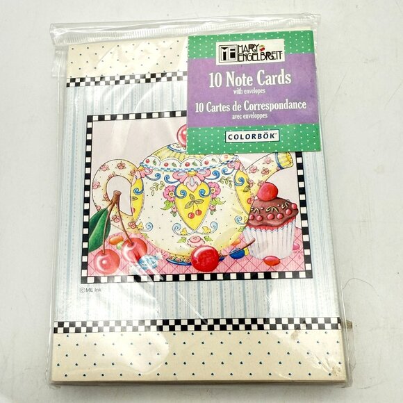 Vtg Mary Engelbreit 4 Packs of 10 Blank Note Cards (40) Envelopes Tea Party NOS - Picture 4 of 5